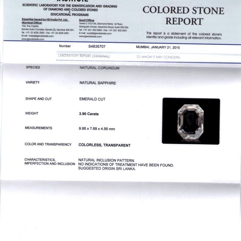 3.90 Ct Unheated Untreated Natural White Sapphire Gemstone 3.90 Ct Unheated Untreated Natural White Sapphire Gemstone