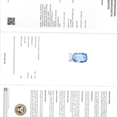 3.91 Ct IGI Certified Unheaated Untreated Natural Burma Blue Sapphire AA