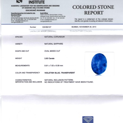 3.93 Ct Unheated Untreated Natural Ceylon Blue Sapphire Neelam Gem