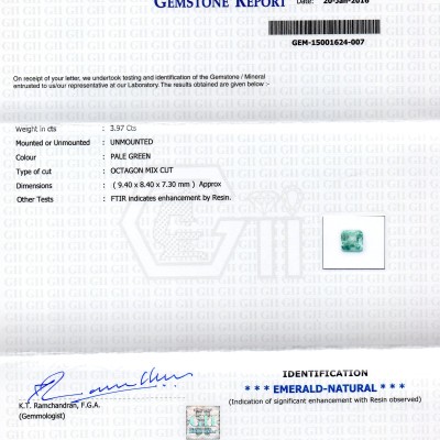 3.97 Ct Unheated Natural Colombian Emerald Gemstone**RARE**