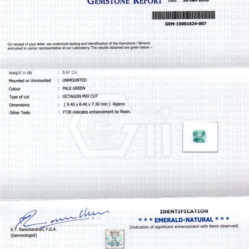 3.97 Ct Unheated Natural Colombian Emerald Gemstone**RARE**