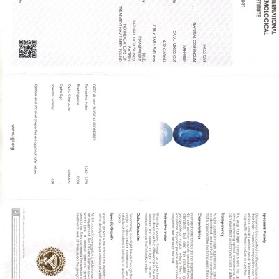 4.02 Ct IGI Certified Unheaated Untreated Natural Ceylon Blue Sapphire AA