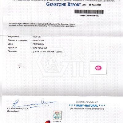 4.02 Ct Certified Unheated Untreated Natural Madagaskar Ruby AAAA 4.02 Ct Certified Unheated Untreated Natural Madagaskar Ruby AAAA