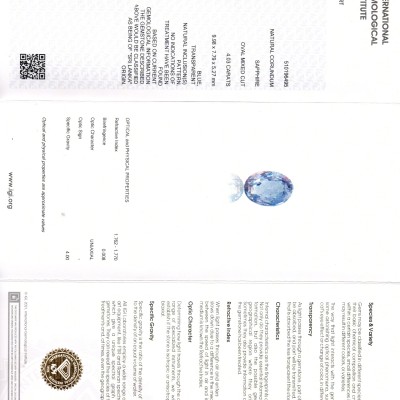 4.03 Ct IGI Certified Unheated Untreated Natural Ceylon Blue Sapphire AAA