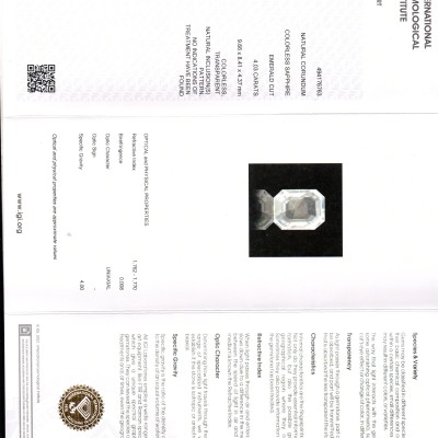4.03 Ct IGI Certified Unheated Untreated Natural Ceylon White Pukhraj Sapphire 4.03 Ct IGI Certified Unheated Untreated Natural Ceylon White Pukhraj Sapphire