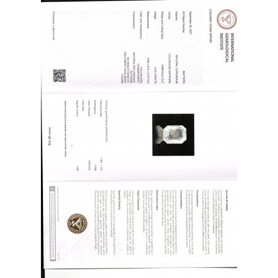 4.03 Ct Unheated Untreated Natural Ceylon White Pukhraj Sapphire Gems