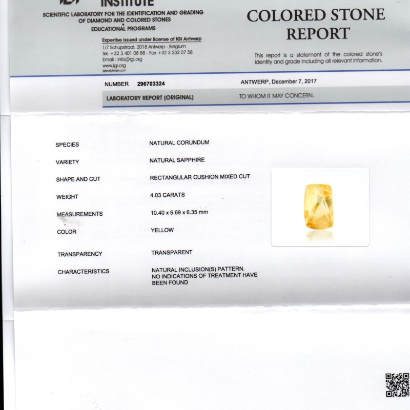 4.03 Ct 6.7 Ratti Unheated Untreated Natural Ceylon Yellow Sapphire