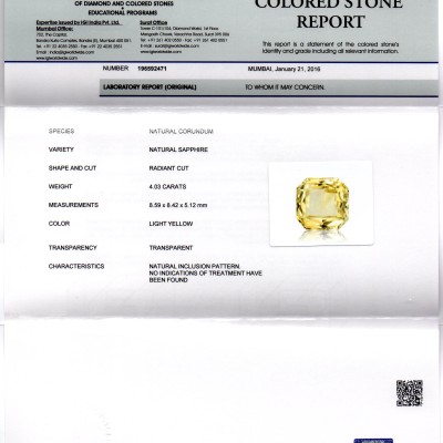 4.03 Ct Unheated Untreated Natural Ceylon Yellow Sapphire Gems 4.03 Ct Unheated Untreated Natural Ceylon Yellow Sapphire Gems