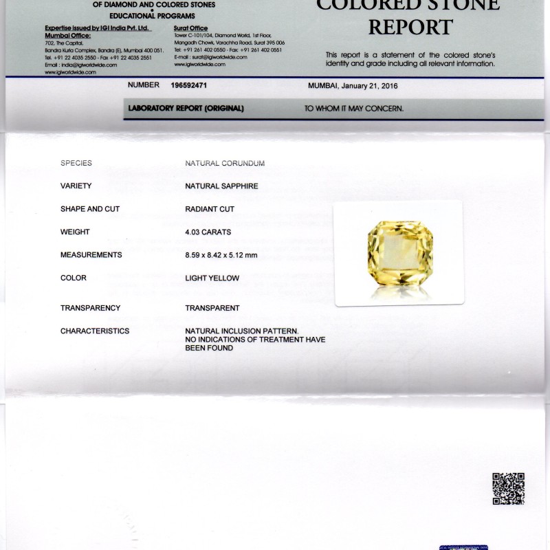 4.03 Ct Unheated Untreated Natural Ceylon Yellow Sapphire Gems 4.03 Ct Unheated Untreated Natural Ceylon Yellow Sapphire Gems