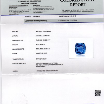 4.05 Ct Unheated Untreated Natural Ceylon Blue Sapphire Neelam 4.05 Ct Unheated Untreated Natural Ceylon Blue Sapphire Neelam