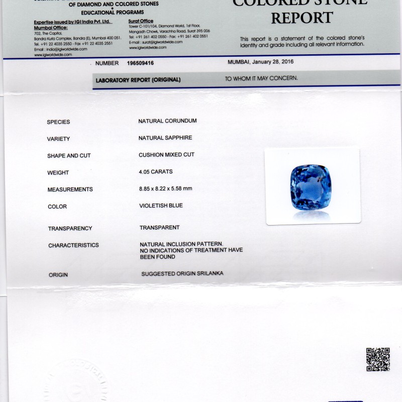 4.05 Ct Unheated Untreated Natural Ceylon Blue Sapphire Neelam 4.05 Ct Unheated Untreated Natural Ceylon Blue Sapphire Neelam