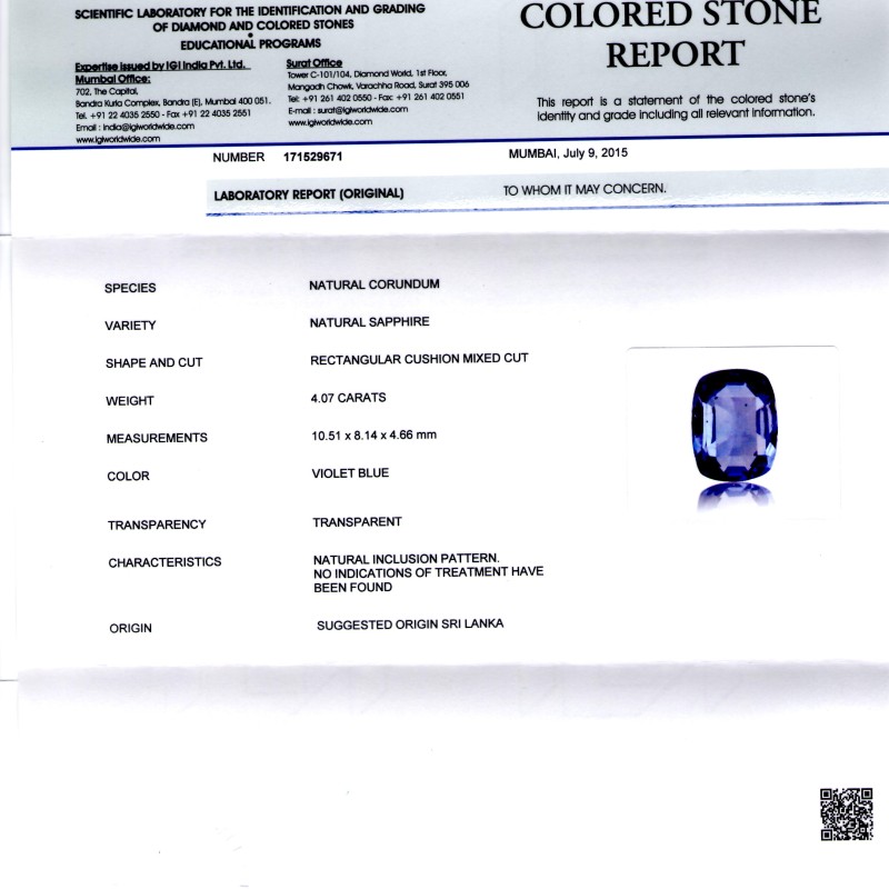4.07 Ct Unheated Untreated Natural Ceylon Blue Sapphire Neelam 4.07 Ct Unheated Untreated Natural Ceylon Blue Sapphire Neelam