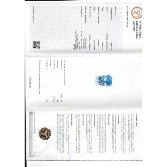 4.08 Ct IGI Certified Unheated Untreated Natural Ceylon Blue Sapphire AAAA
