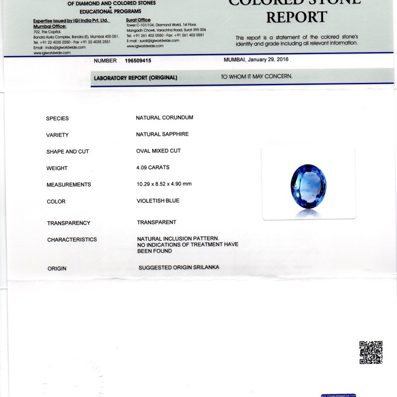 4.09 Ct Unheated Untreated Natural Ceylon Blue Sapphire Neelam 4.09 Ct Unheated Untreated Natural Ceylon Blue Sapphire Neelam
