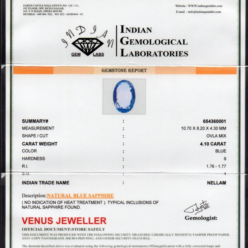 4.10 Ct 7.25 Ratti Unheated Untreated Natural Ceylon Blue Sapphire 4.10 Ct 7.25 Ratti Unheated Untreated Natural Ceylon Blue Sapphire