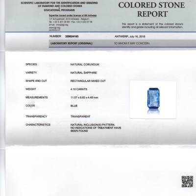 4.10 Ct IGI Certified Unheated Untreated Ceylon Blue Sapphire Gems