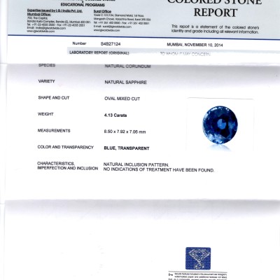 4.13 Ct Unheated Untreated Natural Ceylon Blue Sapphire Neelam 4.13 Ct Unheated Untreated Natural Ceylon Blue Sapphire Neelam
