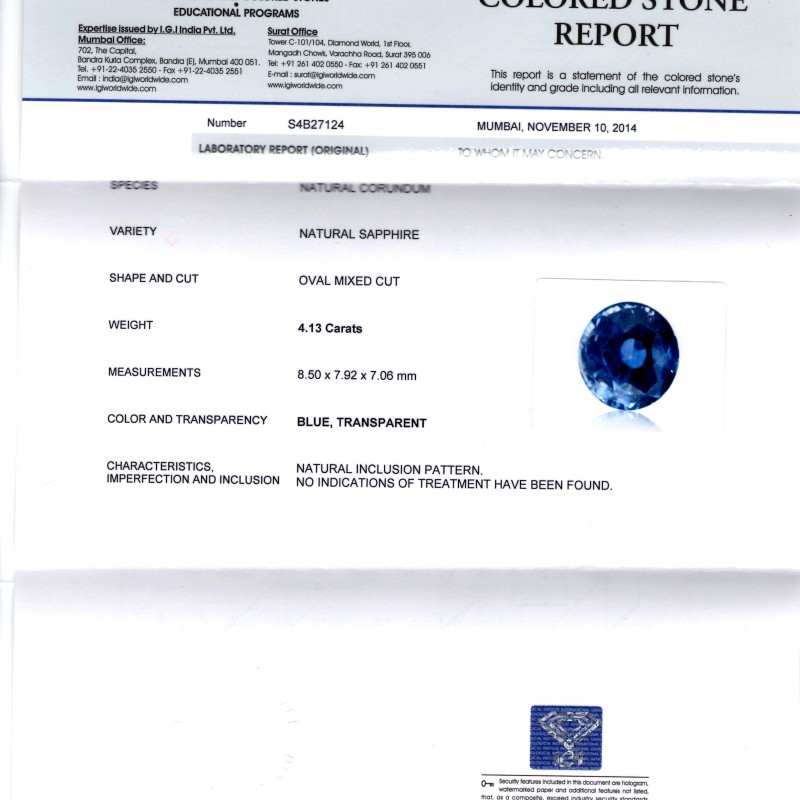 4.13 Ct Unheated Untreated Natural Ceylon Blue Sapphire Neelam 4.13 Ct Unheated Untreated Natural Ceylon Blue Sapphire Neelam