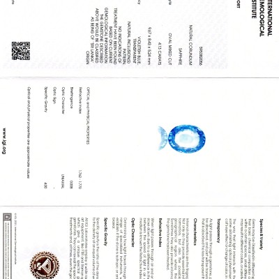 4.13 Ct IGI Certified Unheated Untreated Natural Ceylon Blue Sapphire