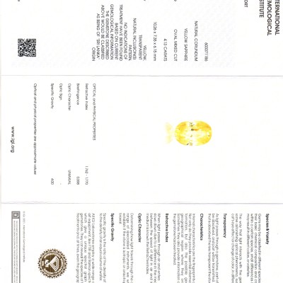 4.13 Ct IGI Certified Unheated Untreated Natural Ceylon Yellow Sapphire 4.13 Ct IGI Certified Unheated Untreated Natural Ceylon Yellow Sapphire