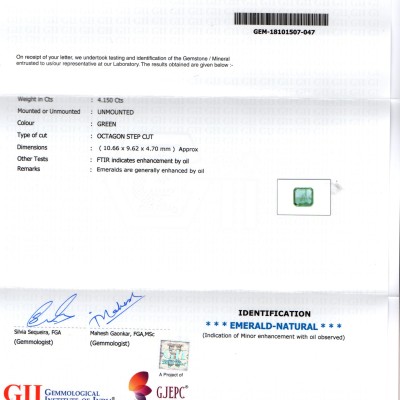 4.15 Ct Untreated Natural Zambian Emerald Gemstone Panna Gems AAA