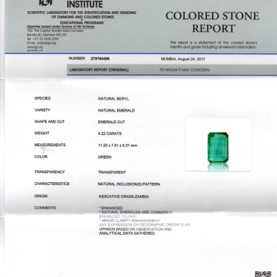 4.22 Ct Untreated Natural Zambian Emerald Gemstone Panna AAAAA 4.22 Ct Untreated Natural Zambian Emerald Gemstone Panna AAAAA