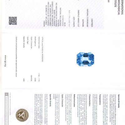 4.29 Ct IGI Certified Unheated Untreated Natural Ceylon Blue Sapphire AA 4.29 Ct IGI Certified Unheated Untreated Natural Ceylon Blue Sapphire AA