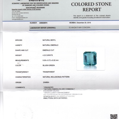 4.32 Ct Untreated Natural Zambian Emerald Gemstone Panna AAAAA 4.32 Ct Untreated Natural Zambian Emerald Gemstone Panna AAAAA