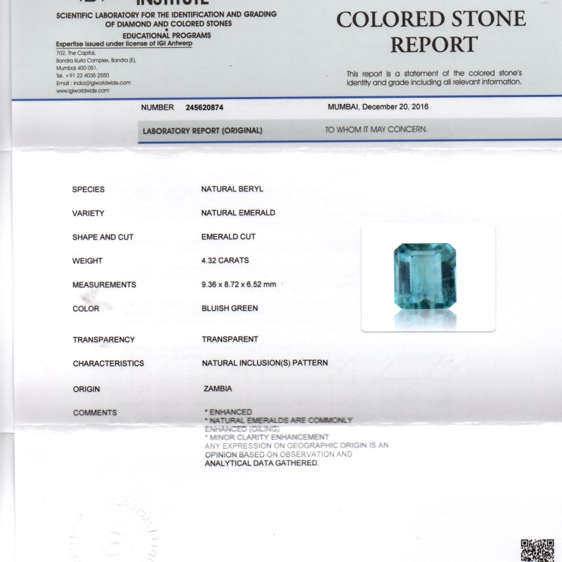 4.32 Ct Untreated Natural Zambian Emerald Gemstone Panna AAAAA 4.32 Ct Untreated Natural Zambian Emerald Gemstone Panna AAAAA