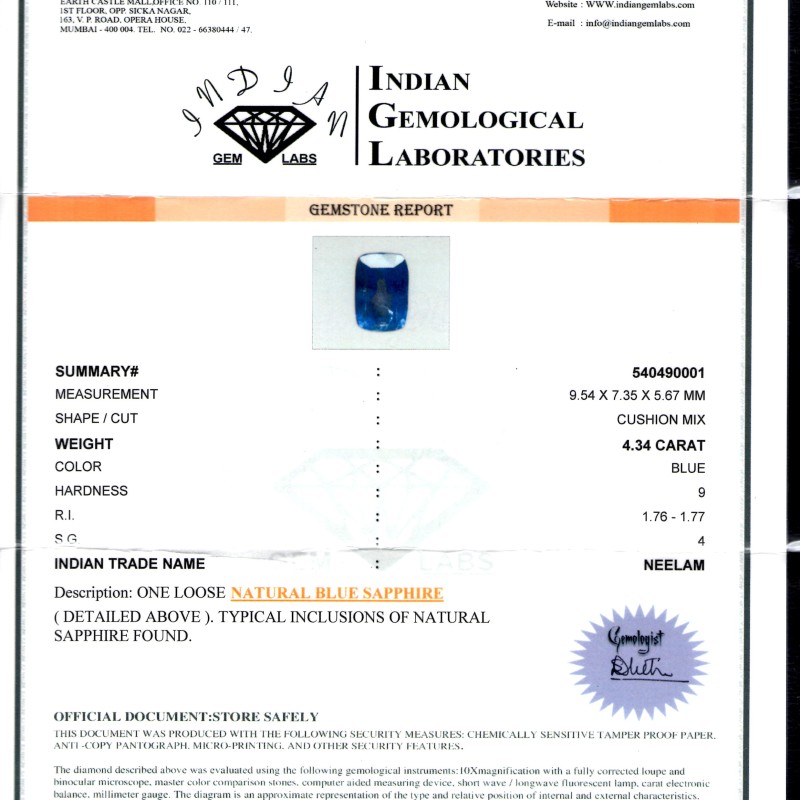 4.34 Ct Unheated Untreated Natural Ceylon Blue sapphire Premium+