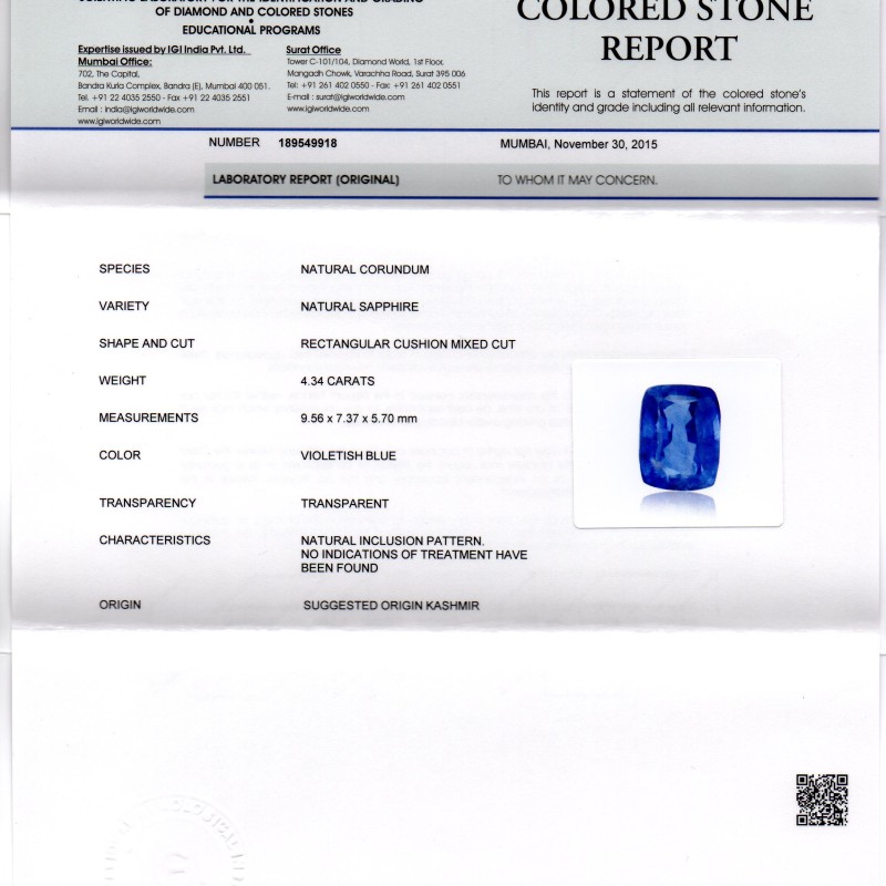 4.34 Ct Unheated Untreated Natural Kashmir-Jammu Blue sapphire 4.34 Ct Unheated Untreated Natural Kashmir-Jammu Blue sapphire