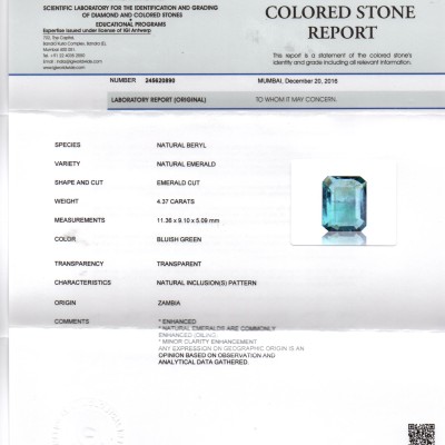4.37 Ct Untreated Natural Zambian Emerald Gemstone Panna AAAAA 4.37 Ct Untreated Natural Zambian Emerald Gemstone Panna AAAAA