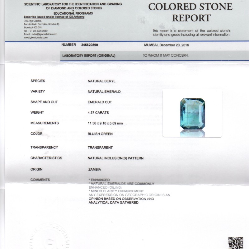 4.37 Ct Untreated Natural Zambian Emerald Gemstone Panna AAAAA 4.37 Ct Untreated Natural Zambian Emerald Gemstone Panna AAAAA