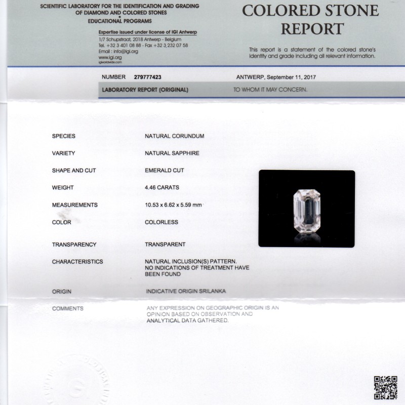 4.46 Ct Unheated Untreated Natural White Sapphire Gemstone AAA 4.46 Ct Unheated Untreated Natural White Sapphire Gemstone AAA