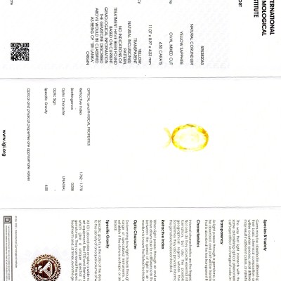 4.50 Ct IGI Certified Unheated Untreated Natural Ceylon Yellow Sapphire 4.50 Ct IGI Certified Unheated Untreated Natural Ceylon Yellow Sapphire