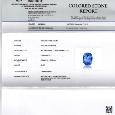 4.54 Ct IGI Certified Unheated Untreated Natural Ceylon Blue Sapphire