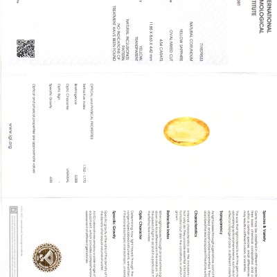 4.54 Ct IGI Certified Unheated Untreated Natural Ceylon Yellow Sapphire