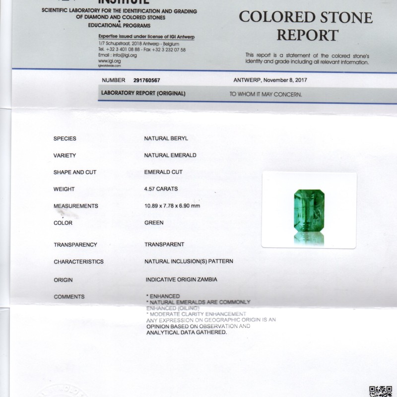 4.57 Ct Untreated Natural Zambian Emerald Gemstone Panna AA