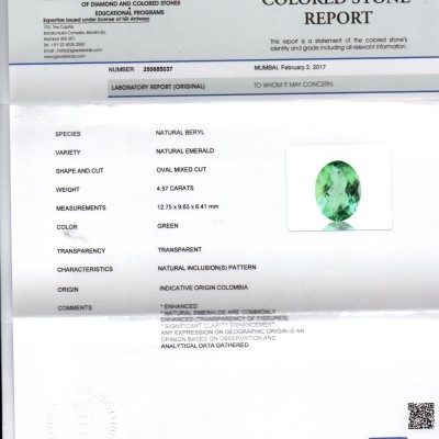4.57 Ct Unheated Natural Colombian Emerald Gemstone**RARE** 4.57 Ct Unheated Natural Colombian Emerald Gemstone**RARE**