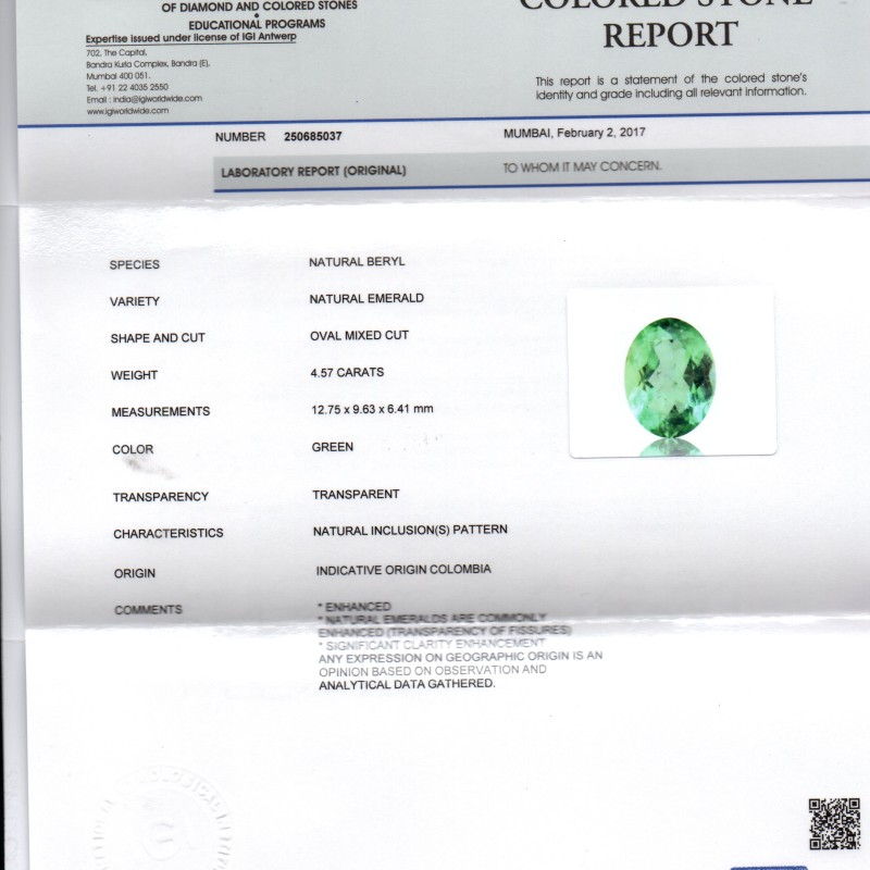 4.57 Ct Unheated Natural Colombian Emerald Gemstone**RARE** 4.57 Ct Unheated Natural Colombian Emerald Gemstone**RARE**
