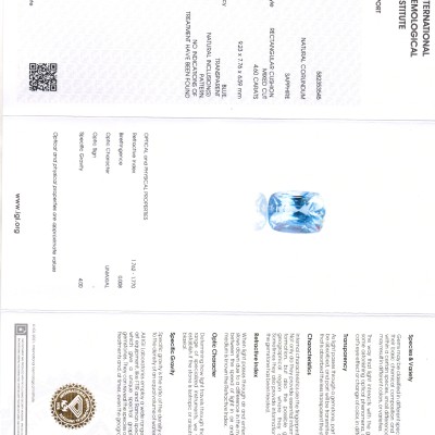 4.60 Ct IGI Certified Unheated Untreated Natural Ceylon Blue Sapphire