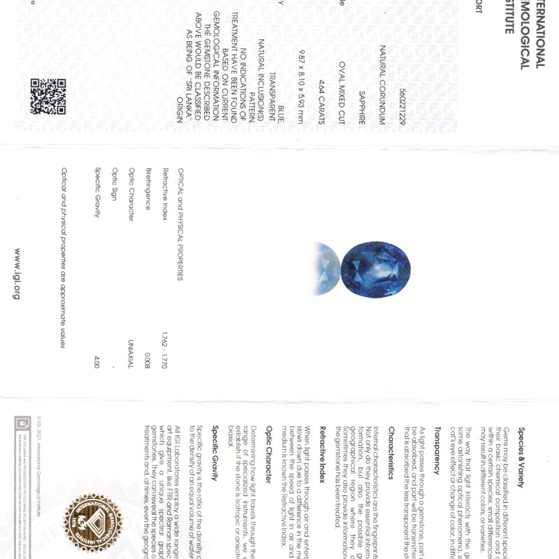 4.64 Ct IGI Certified Unheaated Untreated Natural Ceylon Blue Sapphire AA 4.64 Ct IGI Certified Unheaated Untreated Natural Ceylon Blue Sapphire AA