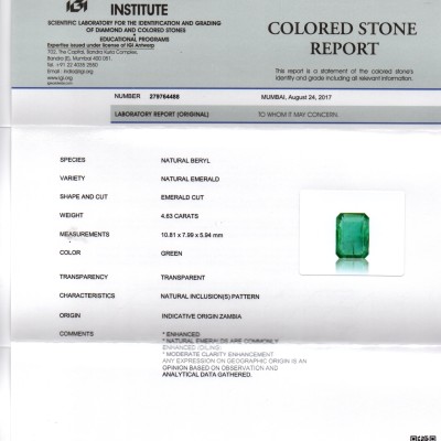 4.63 Ct Untreated Natural Zambian Emerald Gemstone Panna AAAAA 4.63 Ct Untreated Natural Zambian Emerald Gemstone Panna AAAAA