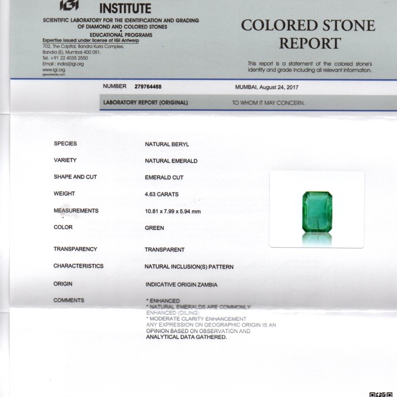 4.63 Ct Untreated Natural Zambian Emerald Gemstone Panna AAAAA 4.63 Ct Untreated Natural Zambian Emerald Gemstone Panna AAAAA