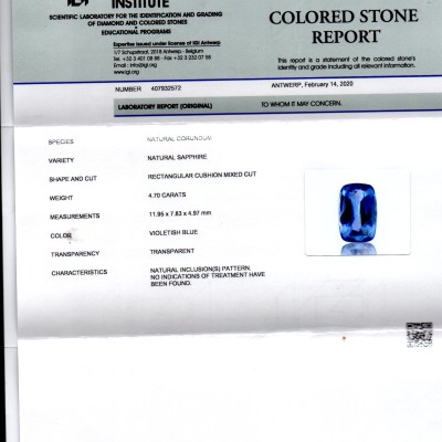 4.70 Ct IGI Certified Unheated Untreated Natural Ceylon Blue Sapphire 4.70 Ct IGI Certified Unheated Untreated Natural Ceylon Blue Sapphire