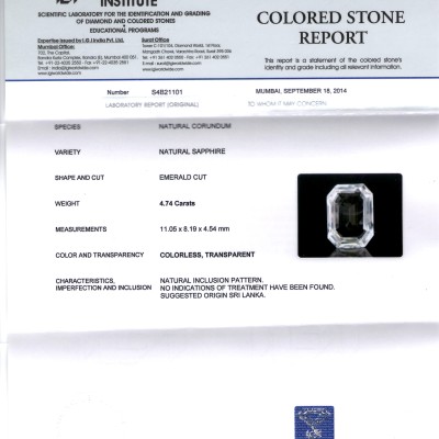 4.74 Ct Unheated Untreated Natural Premium White Sapphire Gemstone 4.74 Ct Unheated Untreated Natural Premium White Sapphire Gemstone