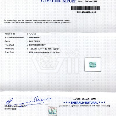 4.76 Ct Unheated Natural Colombian Emerald Gemstone**RARE** 4.76 Ct Unheated Natural Colombian Emerald Gemstone**RARE**