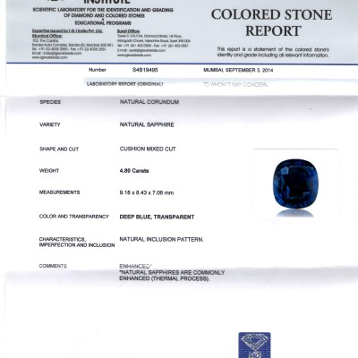 4.80 Ct Top Grade Royal Blue Untreat Natural Ceylon Blue Sapphire 4.80 Ct Top Grade Royal Blue Untreat Natural Ceylon Blue Sapphire