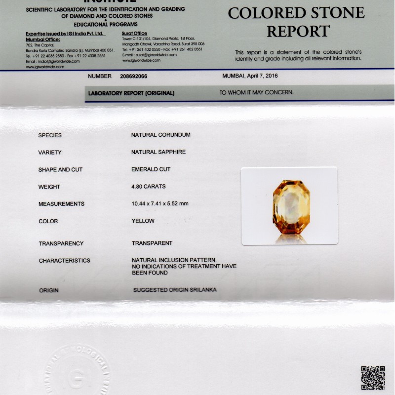 4.80 Ct 8 Ratti Unheated Untreated Natural Ceylon Yellow Sapphire 4.80 Ct 8 Ratti Unheated Untreated Natural Ceylon Yellow Sapphire