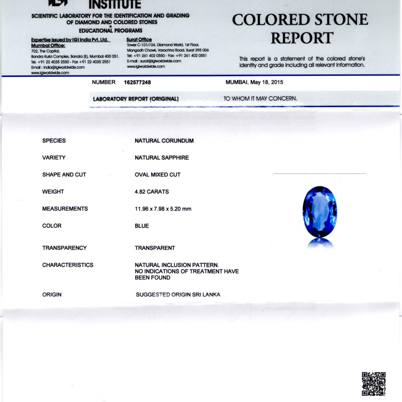 4.82 Ct Unheated Untreated Natural Ceylon Blue Sapphire Neelam AAA 4.82 Ct Unheated Untreated Natural Ceylon Blue Sapphire Neelam AAA